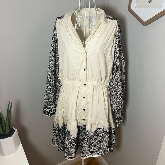 Roller Rabbit Lodhi embroidered Shae dress NO BELT Collar ButtonUp Dress Size XL - Picture 1 of 6